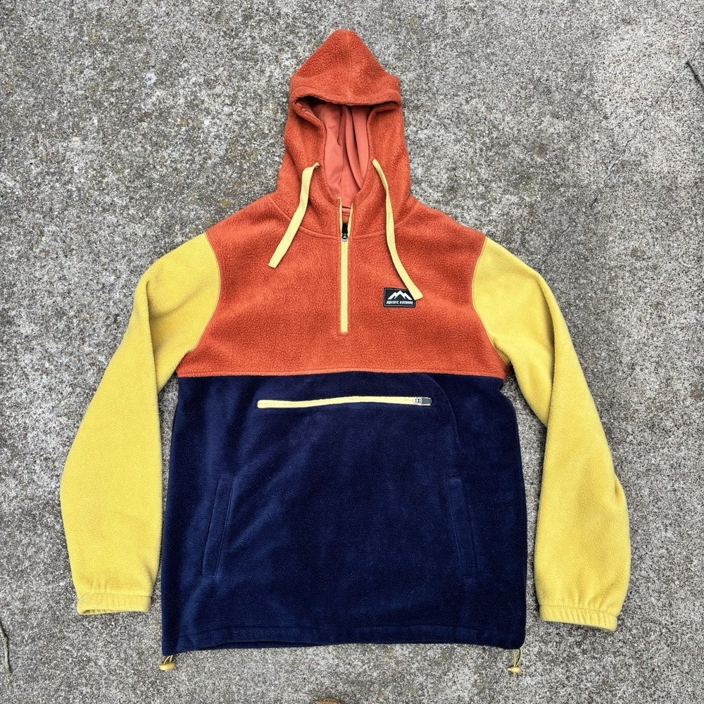 Massive‎ Outdoor Fleece Hoodie Mens M Multicolor Color Block 1/4 Zip